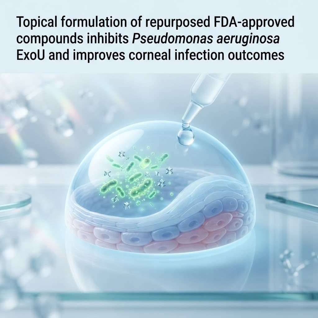 פורמולציה מקומית של תרכובות מאושרות FDA מעכבת את ExoU של Pseudomonas aeruginosa ומשפרת תוצאות של זיהומים בקרנית