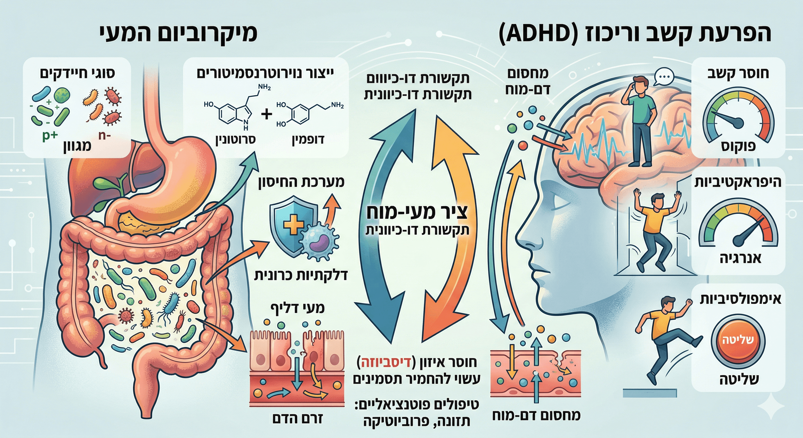 הקשר בין המיקרוביום להפרעת קשב וריכוז (ADHD)